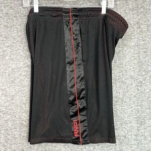 VTG Y2K AND1 Basketball Short Size XL Satin Baggy Black Red Silky Dazzle 10"